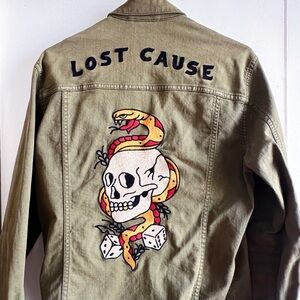 P & CO | Biker Jacket with Skull and Snake Design